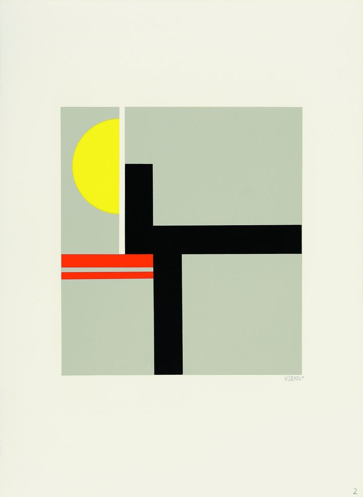Colourful geometric shapes on a green background