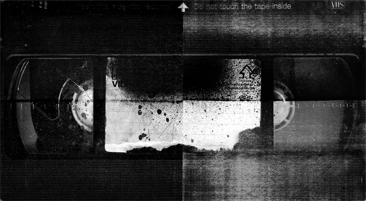 An image of a VHS cassette that is not fully recognisable.