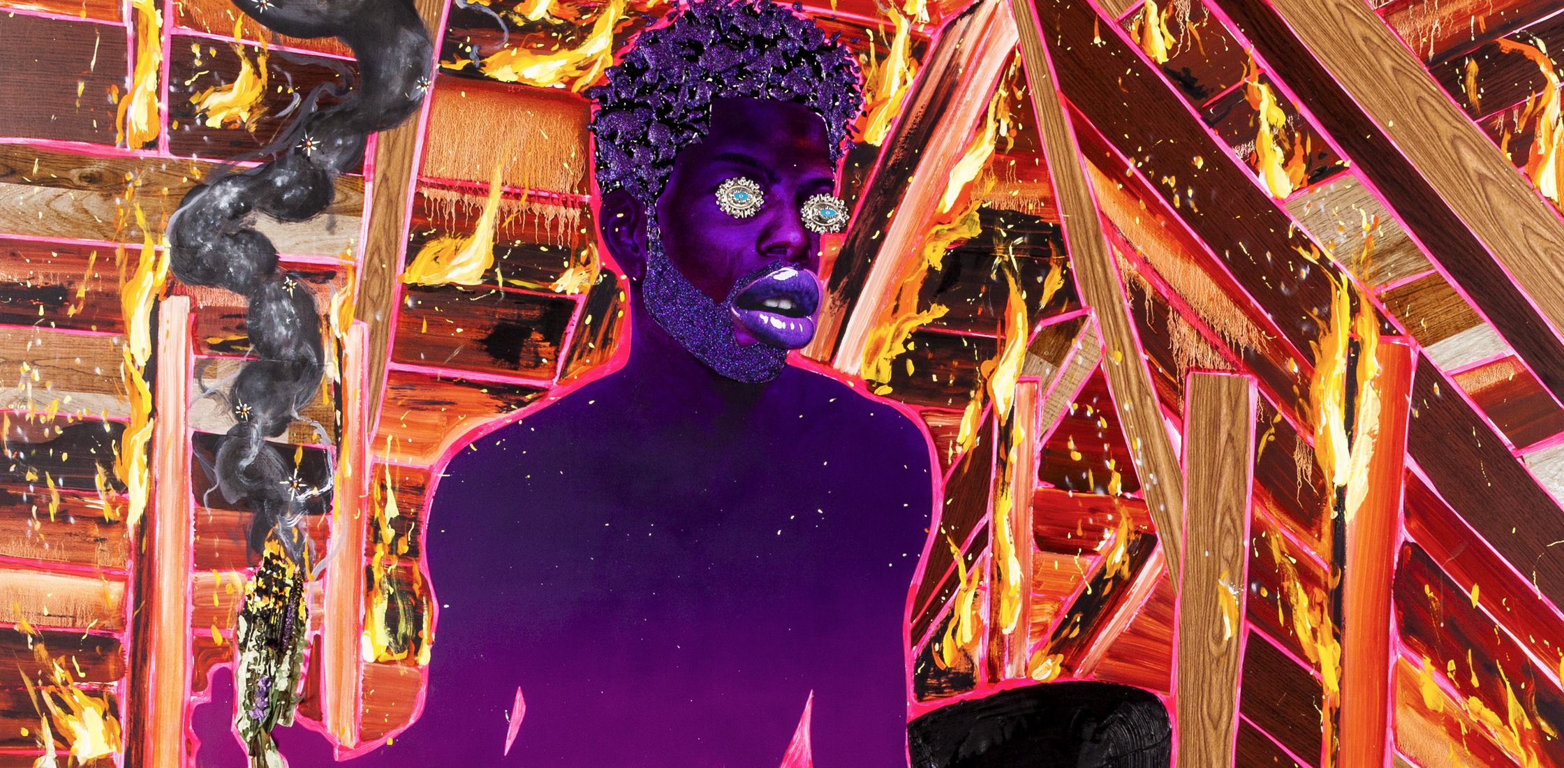Devan Shimoyama. All The Rage Image of the painting Smoke and Sage by Devan Shimoyma.